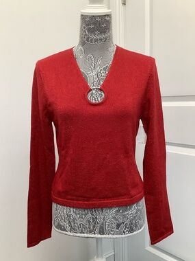 LUCIDITY Sweater Size L, Color - Red, 58% Rayon, 13% Nylon, 6% Metallic